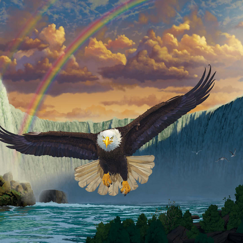 Darstellung des Puzzle Motivs Niagarafälle-Adler - Vincent Hie Niagara Falls Eagle - Vincent Hie 500 Puzzle 3D Modell