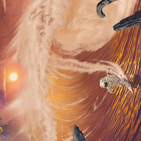 Darstellung des Puzzle Motivs Riding the Wave Astronaut - Vincent Hie Riding the Wave Astronaut - Vincent Hie 1000 Puzzle 3D Modell