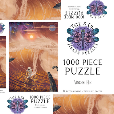 Darstellung des Puzzle Motivs Riding the Wave Astronaut - Vincent Hie 1000 Puzzle Schachtel 3D Modell
