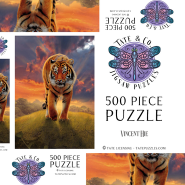 Darstellung des Puzzle Motivs Rising Tiger - Vincent Hie 500 Puzzle Schachtel 3D Modell