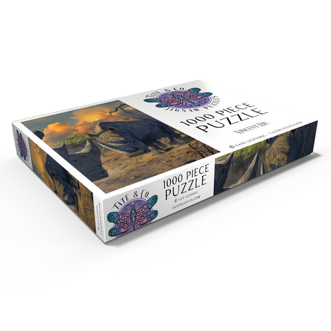 Darstellung des Puzzle Motivs Rhino Stand Off - Vincent Hie Rhino Stand Off - Vincent Hie 1000 Puzzle Schachtel Ansicht1