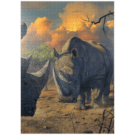 Darstellung des Puzzle-Motivs Rhino Stand Off - Vincent Hie – Puzzleteile: 1000