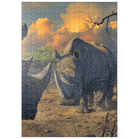 Darstellung des Puzzle Motivs Rhino Stand Off - Vincent Hie puzzleplate Rhino Stand Off - Vincent Hie 500 Puzzle