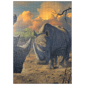 Darstellung des Puzzle Motivs Rhino Stand Off - Vincent Hie - Puzzleteile: 500