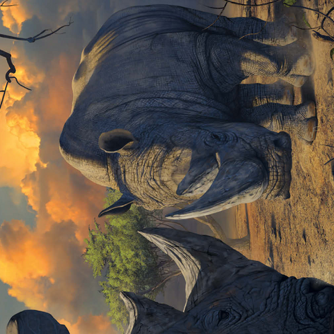 Darstellung des Puzzle Motivs Rhino Stand Off - Vincent Hie Rhino Stand Off - Vincent Hie 500 Puzzle 3D Modell