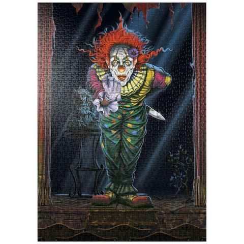 Darstellung des Puzzle Motivs Überraschungs-Horrorclown - Vincent Hie puzzleplate Surprise Horror Clown - Vincent Hie 1000 Puzzle