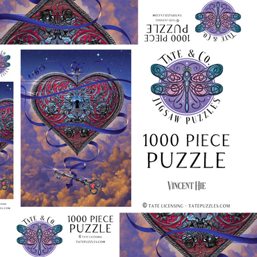 Darstellung des Puzzle Motivs Heart and Key - Vincent Hie 1000 Puzzle Schachtel 3D Modell