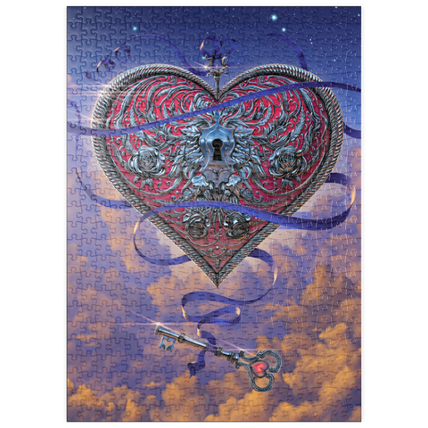 Darstellung des Puzzle Motivs Herz und Schlüssel - Vincent Hie puzzleplate Heart and Key - Vincent Hie 500 Puzzle