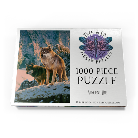 Darstellung des Puzzle Motivs Wolfspaar im Sonnenuntergang - Vincent Hie Wolf Couple in Sunset - Vincent Hie 1000 Puzzle Schachtel Ansicht3