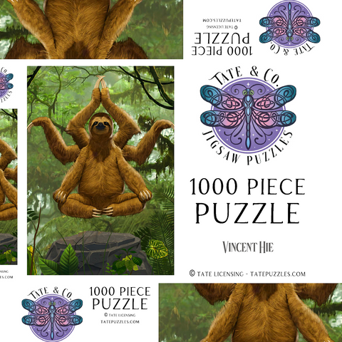 Darstellung des Puzzle Motivs Zen Sloth Meditation - Vincent Hie Zen Sloth Meditation - Vincent Hie 1000 Puzzle Schachtel 3D Modell