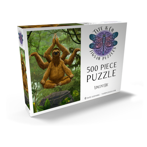 Darstellung des Puzzle Motivs Zen Sloth Meditation - Vincent Hie Zen Sloth Meditation - Vincent Hie 500 Puzzle Schachtel Ansicht2