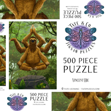Darstellung des Puzzle Motivs Zen Sloth Meditation - Vincent Hie 500 Puzzle Schachtel 3D Modell
