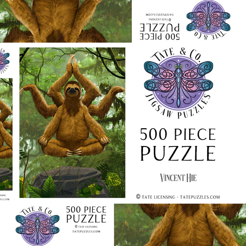 Darstellung des Puzzle Motivs Zen Sloth Meditation - Vincent Hie Zen Sloth Meditation - Vincent Hie 500 Puzzle Schachtel 3D Modell