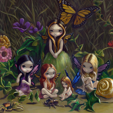 Darstellung des Puzzle Motivs Ein Treffen der Feen - Jasmine Becket-Griffith A Gathering of Fairies - Jasmine Becket-Griffith 500 Puzzle 3D Modell