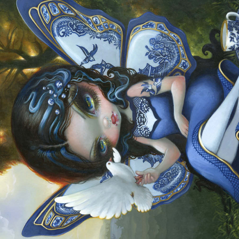 Darstellung des Puzzle Motivs Blaue Willow-Fee - Jasmine Becket-Griffith Blue Willow Fairy - Jasmine Becket-Griffith 500 Puzzle 3D Modell