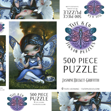 Darstellung des Puzzle Motivs Blue Willow Fairy - Jasmine Becket-Griffith 500 Puzzle Schachtel 3D Modell