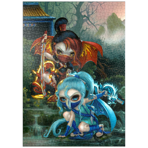 Darstellung des Puzzle Motivs Ninja-Drachenbabys - Jasmine Becket-Griffith puzzleplate Ninja Dragonlings - Jasmine Becket-Griffith 1000 Puzzle