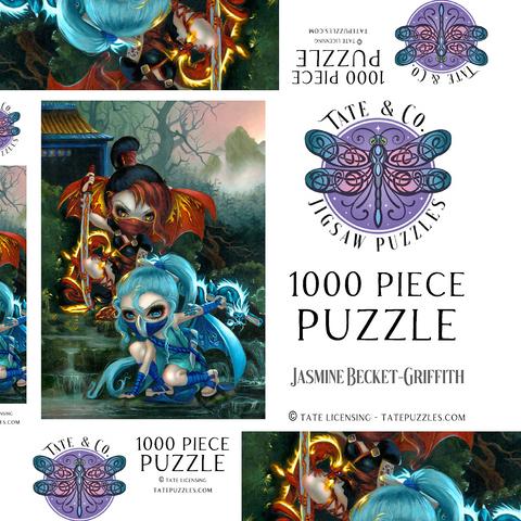 Darstellung des Puzzle Motivs Ninja-Drachenbabys - Jasmine Becket-Griffith Ninja Dragonlings - Jasmine Becket-Griffith 1000 Puzzle Schachtel 3D Modell