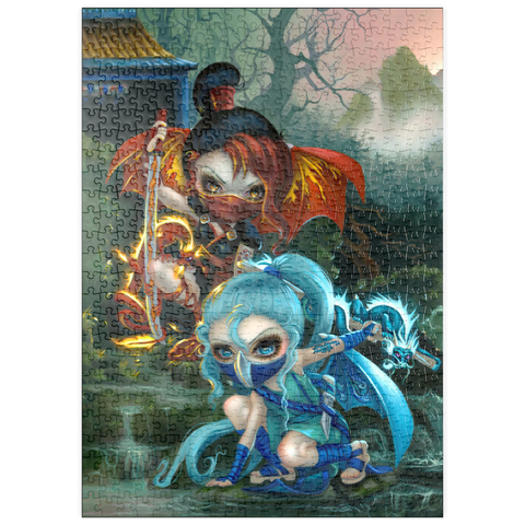Darstellung des Puzzle Motivs Ninja-Drachenbabys - Jasmine Becket-Griffith puzzleplate Ninja Dragonlings - Jasmine Becket-Griffith 500 Puzzle