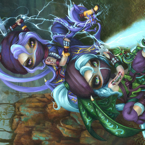 Darstellung des Puzzle Motivs Ninja-Drachenbabys II - Jasmine Becket-Griffith Ninja Dragonlings II - Jasmine Becket-Griffith 1000 Puzzle 3D Modell