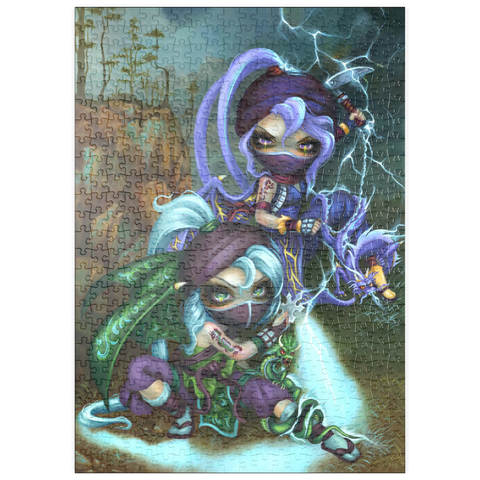 Darstellung des Puzzle Motivs Ninja-Drachenbabys II - Jasmine Becket-Griffith puzzleplate Ninja Dragonlings II - Jasmine Becket-Griffith 500 Puzzle