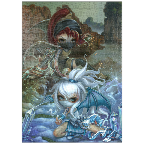 Darstellung des Puzzle Motivs Ninja-Drachenbabys III - Jasmine Becket-Griffith puzzleplate Ninja Dragonlings III - Jasmine Becket-Griffith 1000 Puzzle