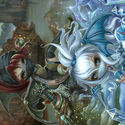 Darstellung des Puzzle Motivs Ninja-Drachenbabys III - Jasmine Becket-Griffith Ninja Dragonlings III - Jasmine Becket-Griffith 1000 Puzzle 3D Modell