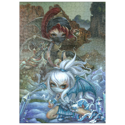 Darstellung des Puzzle Motivs Ninja-Drachenbabys III - Jasmine Becket-Griffith puzzleplate Ninja Dragonlings III - Jasmine Becket-Griffith 500 Puzzle