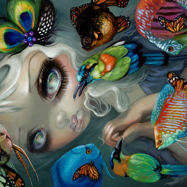 Darstellung des Puzzle Motivs Poissons Volants Les Oiseaux - Jasmine Becket-Griffith 500 Puzzle 3D Modell