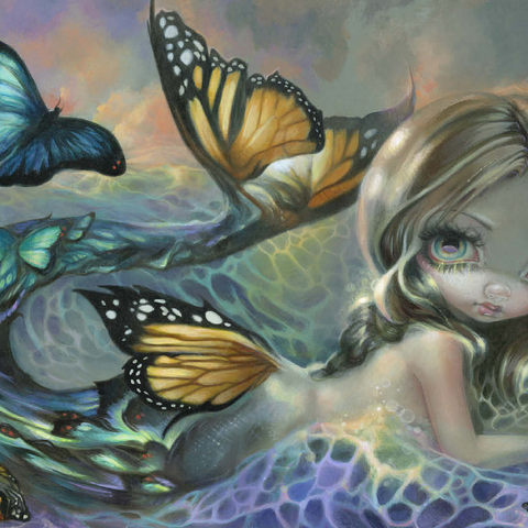 Darstellung des Puzzle Motivs Sea Monarch Mermaid - Jasmine Becket-Griffith Sea Monarch Mermaid - Jasmine Becket-Griffith 500 Puzzle 3D Modell