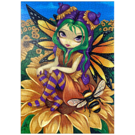 Darstellung des Puzzle Motivs Sunflower Fairy with Bee - Jasmine Becket-Griffith - Puzzleteile: 1000