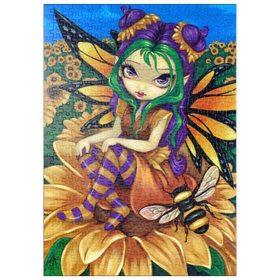 Darstellung des Puzzle Motivs Sunflower Fairy with Bee - Jasmine Becket-Griffith - Puzzleteile: 500