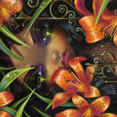 Darstellung des Puzzle Motivs The Language of Flowers 5 - Jasmine Becket-Griffith The Language of Flowers 5 - Jasmine Becket-Griffith 500 Puzzle 3D Modell