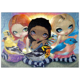 Darstellung des Puzzle Motivs Drei kleine Vögel - Jasmine Becket-Griffith - Puzzleteile: 500