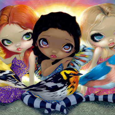 Darstellung des Puzzle Motivs Three Little Birds - Jasmine Becket-Griffith 500 Puzzle 3D Modell