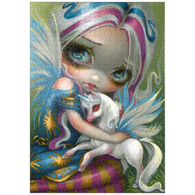 Darstellung des Puzzle-Motivs Twilight Delight Fee mit Einhorn  - Jasmine Becket-Griffith – Puzzleteile: 1000