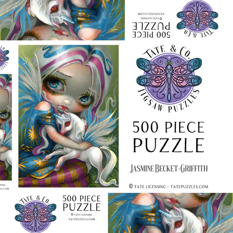 Darstellung des Puzzle Motivs Twilight Delight Fee mit Einhorn  - Jasmine Becket-Griffith Twilight Delight Fairy with Unicorn  - Jasmine Becket-Griffith 500 Puzzle Schachtel 3D Modell