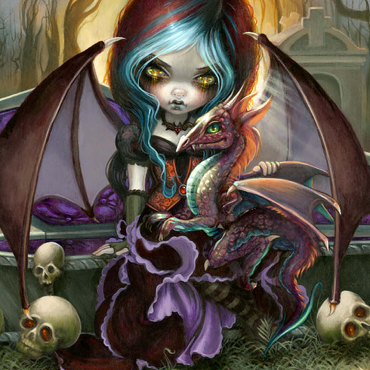 Darstellung des Puzzle Motivs Vampire Dragonling - Jasmine Becket-Griffith 500 Puzzle 3D Modell