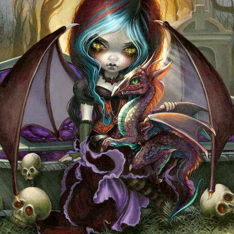Darstellung des Puzzle Motivs Vampir-Drachenjunges - Jasmine Becket-Griffith Vampire Dragonling - Jasmine Becket-Griffith 500 Puzzle 3D Modell