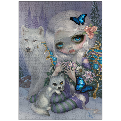 Darstellung des Puzzle Motivs Winter Fairy with Wolves - Jasmine Becket-Griffith puzzleplate Winter Fairy with Wolves - Jasmine Becket-Griffith 1000 Puzzle