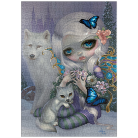 Darstellung des Puzzle Motivs Winter Fairy with Wolves - Jasmine Becket-Griffith - Puzzleteile: 1000