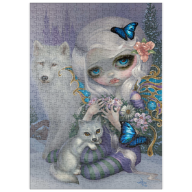 Darstellung des Puzzle Motivs Winter Fairy with Wolves - Jasmine Becket-Griffith - Puzzleteile: 500