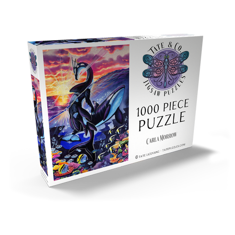 Darstellung des Puzzle Motivs Ocean’s Sunrise Orca - Carla Morrow Ocean’s Sunrise Orca - Carla Morrow 1000 Puzzle Schachtel Ansicht2