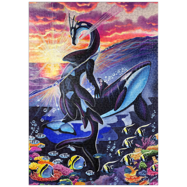 Darstellung des Puzzle Motivs puzzleplate Ocean’s Sunrise Orca - Carla Morrow 1000 Puzzle