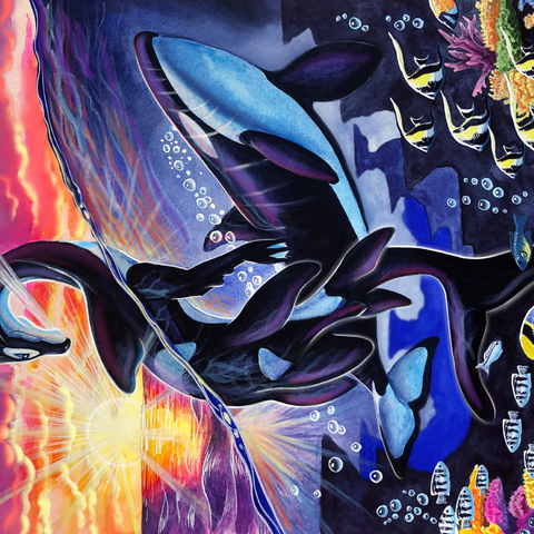 Darstellung des Puzzle Motivs Ocean’s Sunrise Orca - Carla Morrow Ocean’s Sunrise Orca - Carla Morrow 1000 Puzzle 3D Modell
