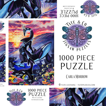 Darstellung des Puzzle Motivs Ocean’s Sunrise Orca - Carla Morrow 1000 Puzzle Schachtel 3D Modell