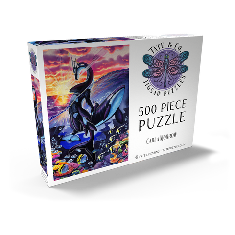 Darstellung des Puzzle Motivs Ocean’s Sunrise Orca - Carla Morrow Ocean’s Sunrise Orca - Carla Morrow 500 Puzzle Schachtel Ansicht2