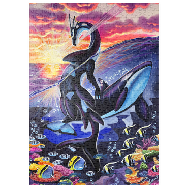 Darstellung des Puzzle Motivs puzzleplate Ocean’s Sunrise Orca - Carla Morrow 500 Puzzle