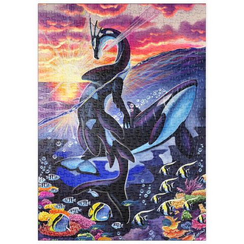 Darstellung des Puzzle Motivs Ocean’s Sunrise Orca - Carla Morrow puzzleplate Ocean’s Sunrise Orca - Carla Morrow 500 Puzzle