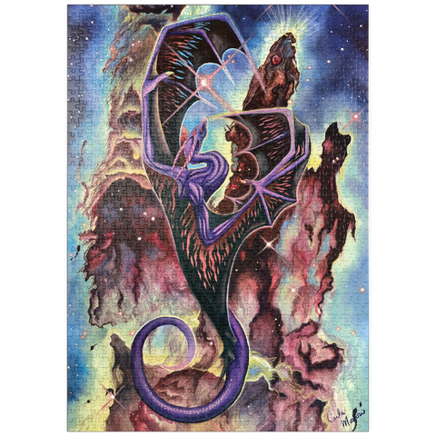 Darstellung des Puzzle Motivs Säulen der Schöpfung Weltraumdrache - Carla Morrow puzzleplate Pillars of Creation Space Dragon - Carla Morrow 1000 Puzzle